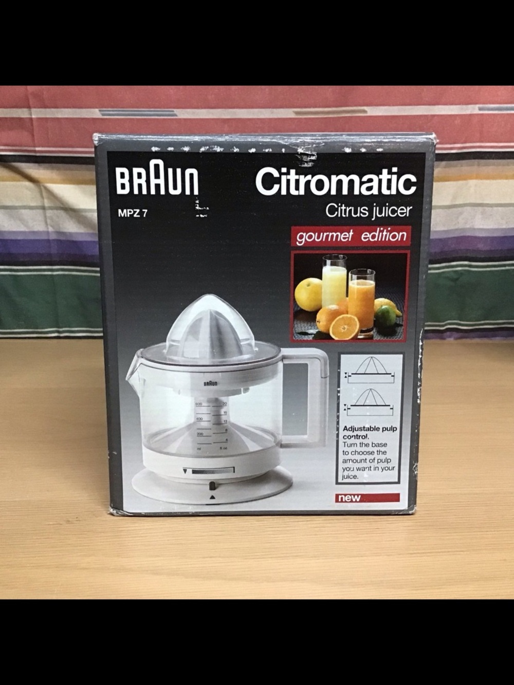 BrAun CITROMATIC CITRUS JUICER MPZ7 20oz ADJUSTABLE PULP CONTROLER IN BOX VTGdm"